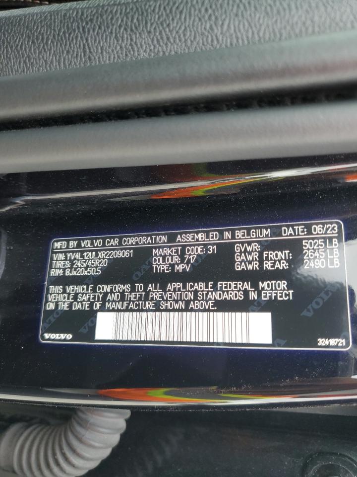 2024 Volvo Xc40 Plus VIN: YV4L12ULXR2209061 Lot: 64776455