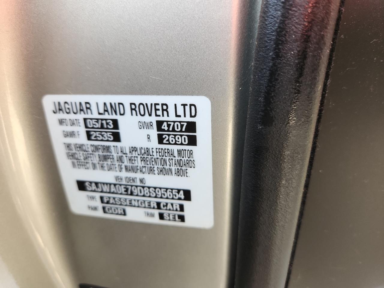 2013 Jaguar Xf VIN: SAJWA0E79D8S95654 Lot: 64668775
