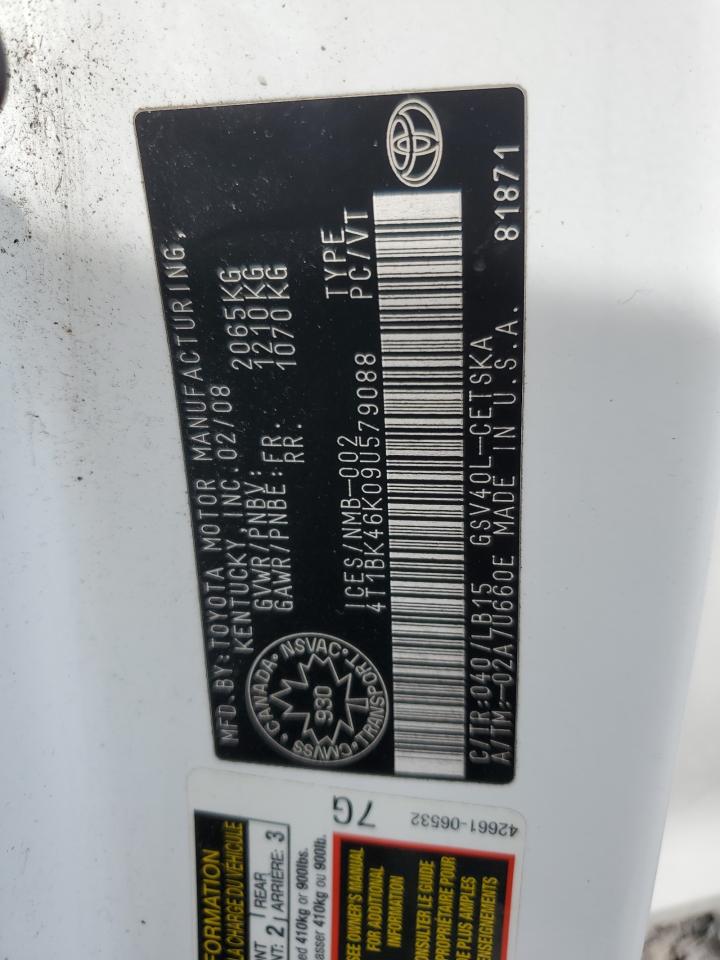 2009 Toyota Camry Se VIN: 4T1BK46K09U579088 Lot: 65977465