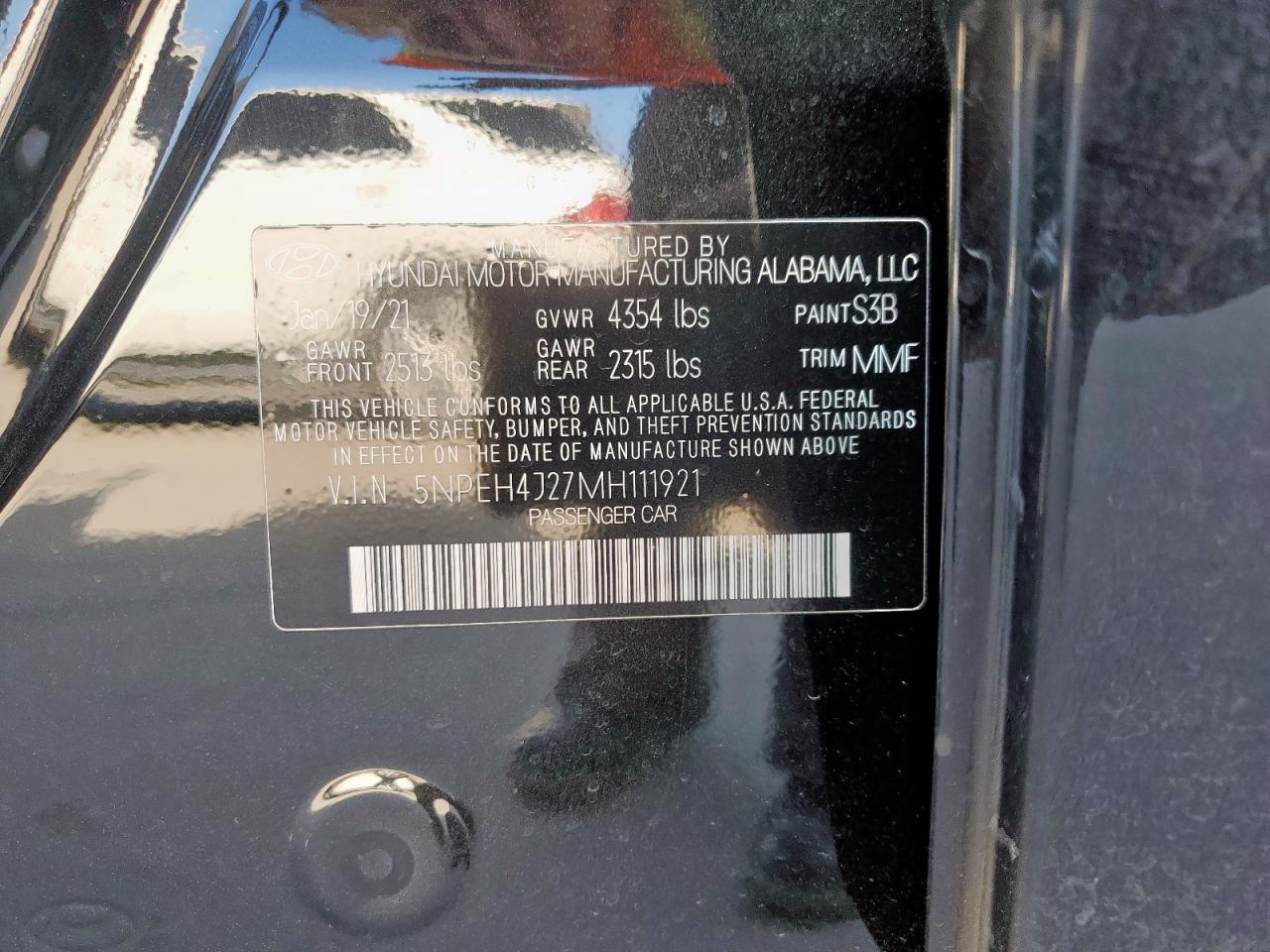 2021 Hyundai Sonata Limited VIN: 5NPEH4J27MH111921 Lot: 66480955