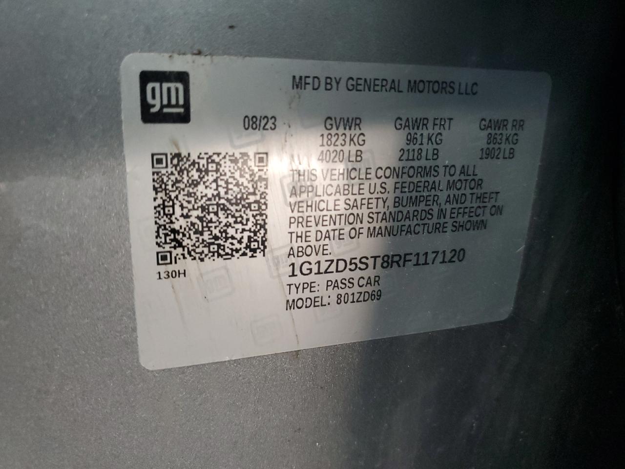1g1zd5st8rf117120 1G1ZD5ST8RF117120 2024 Chevrolet Malibu Lt