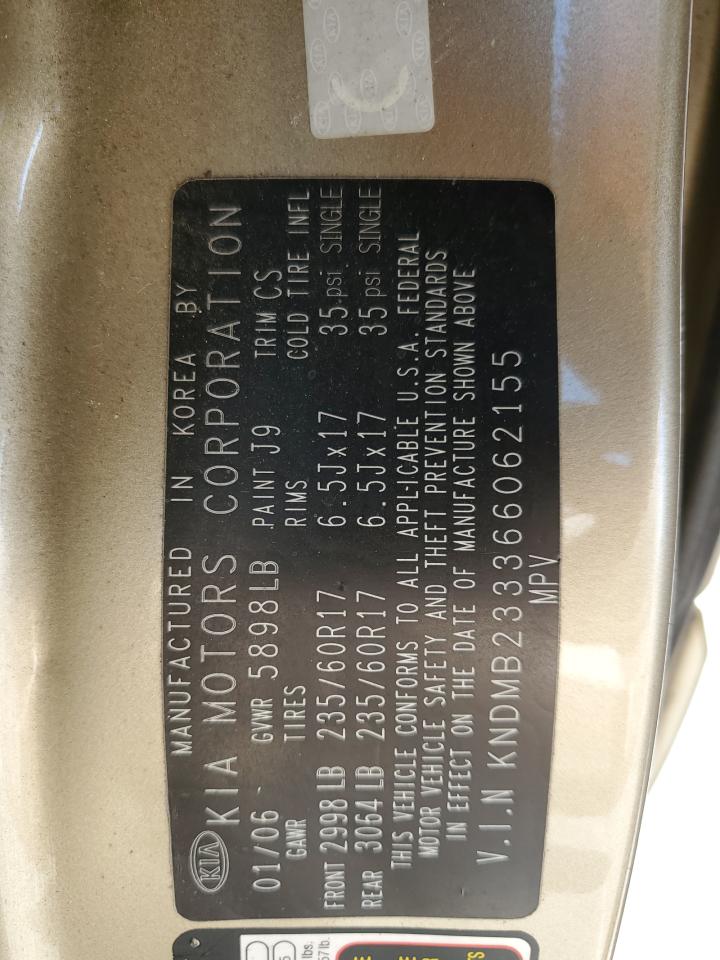 2006 Kia Sedona Ex VIN: KNDMB233366062155 Lot: 64695145