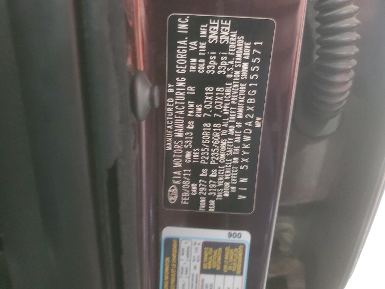 2011 Kia Sorento Sx VIN: 5XYKWDA2XBG155571 Lot: 64738915