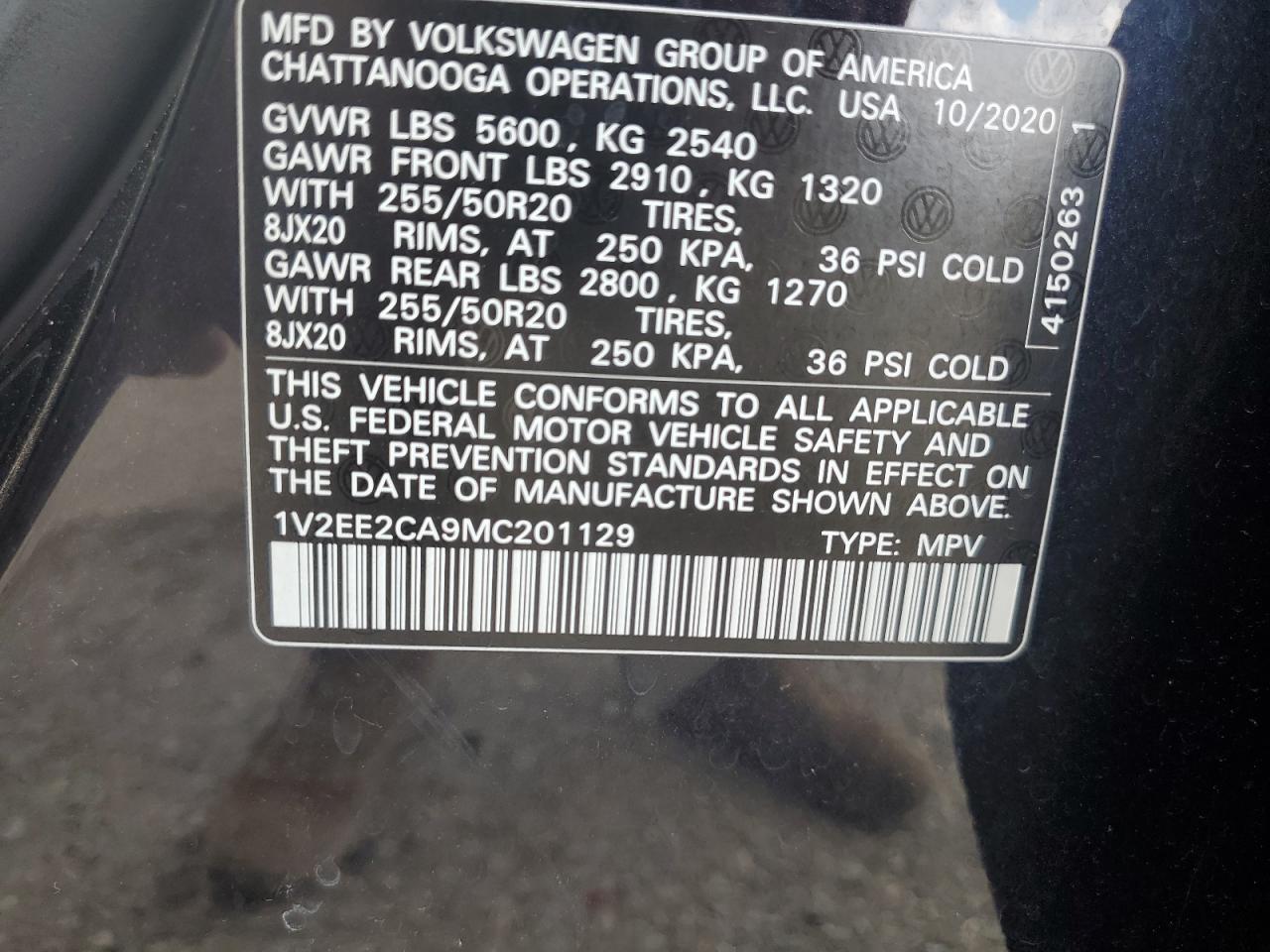 2021 Volkswagen Atlas Cross Sport Sel VIN: 1V2EE2CA9MC201129 Lot: 64318765