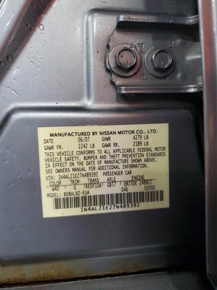 2007 Nissan Altima 2.5 VIN: 1N4AL21E27N489392 Lot: 64772015