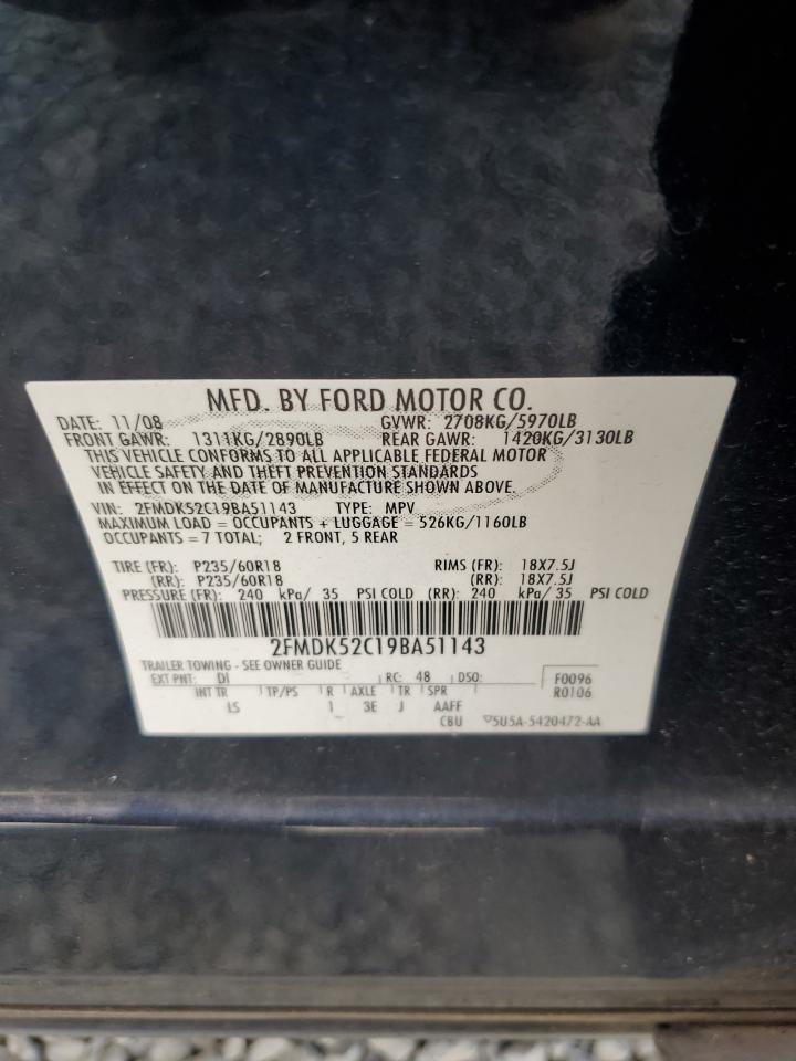 2009 Ford Flex Sel VIN: 2FMDK52C19BA51143 Lot: 66596675