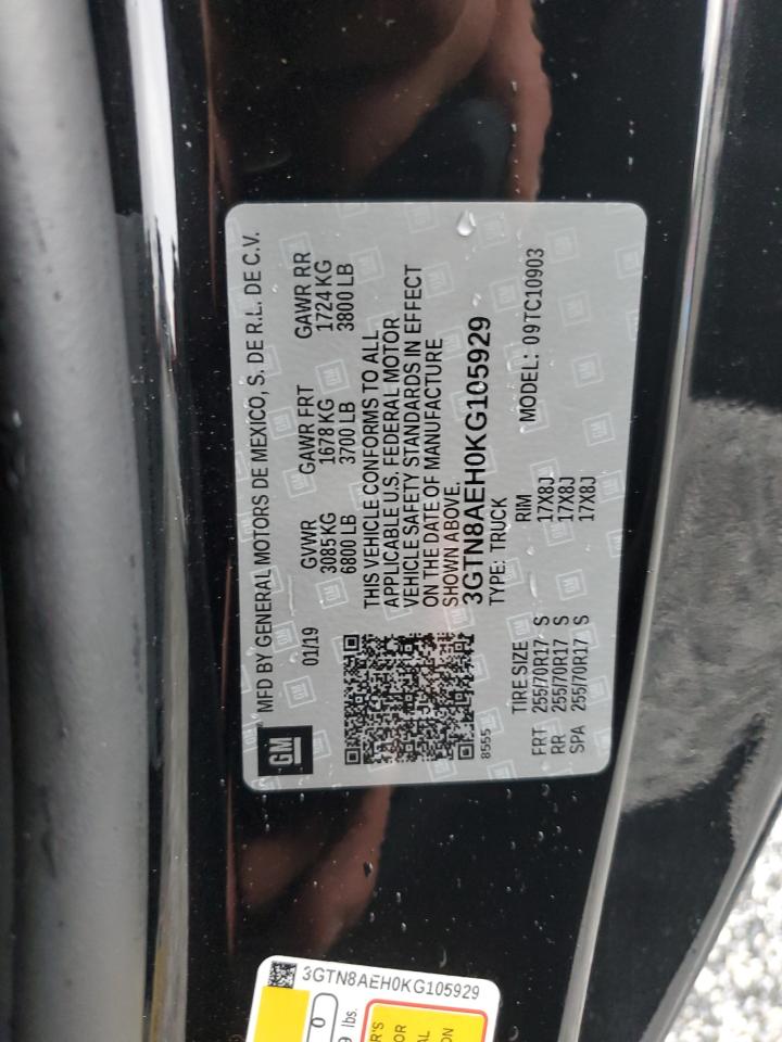 2019 GMC Sierra C1500 VIN: 3GTN8AEH0KG105929 Lot: 67244055