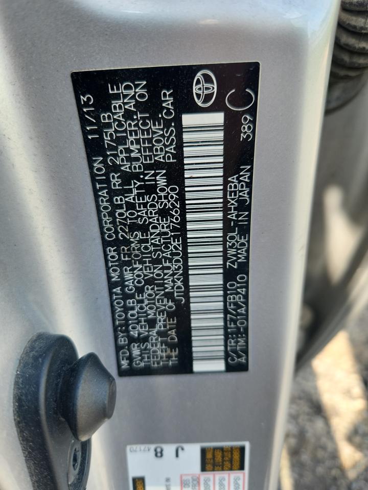 2014 Toyota Prius VIN: JTDKN3DU2E1766290 Lot: 63821865