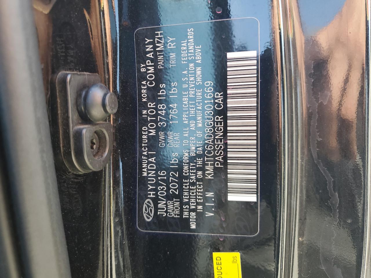 2016 Hyundai Veloster VIN: KMHTC6AD8GU301669 Lot: 64946255