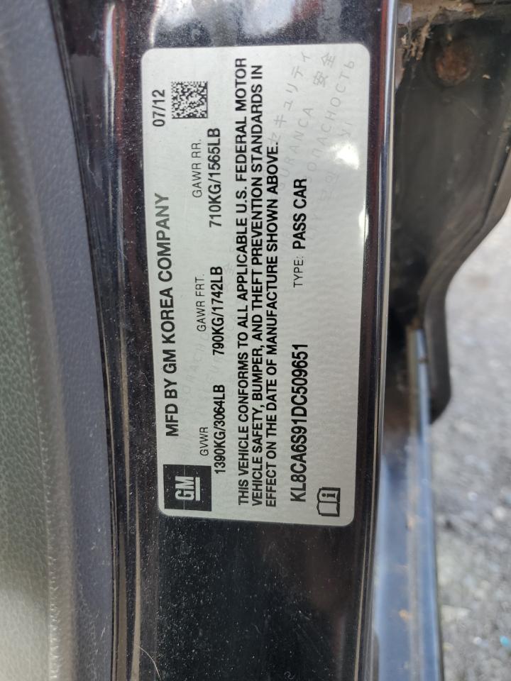 2013 Chevrolet Spark Ls VIN: KL8CA6S91DC509651 Lot: 65280425