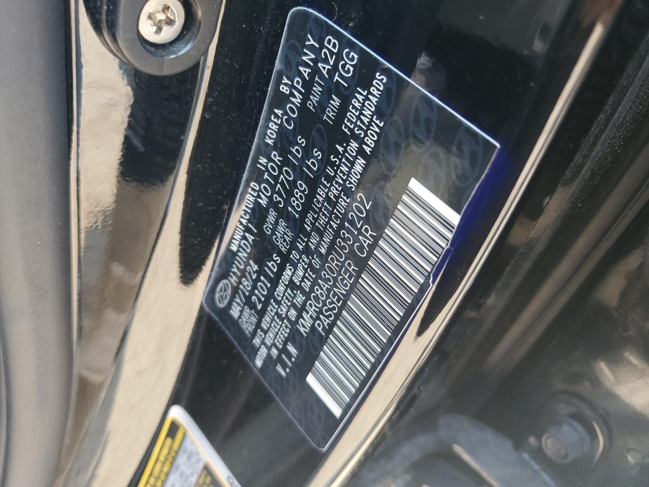 2024 Hyundai Venue Sel VIN: KMHRC8A30RU331202 Lot: 65221655