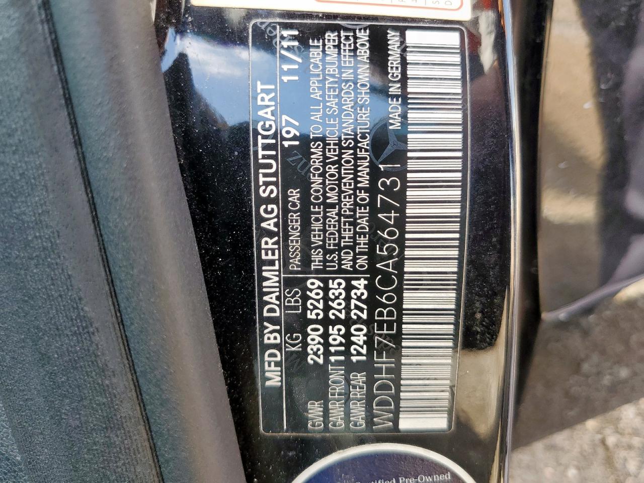 2012 Mercedes-Benz E 63 Amg VIN: WDDHF7EB6CA564731 Lot: 66728415