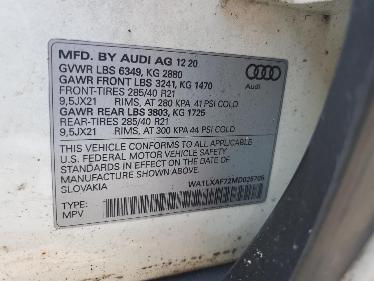2021 Audi Q7 Premium Plus VIN: WA1LXAF72MD025705 Lot: 65721675