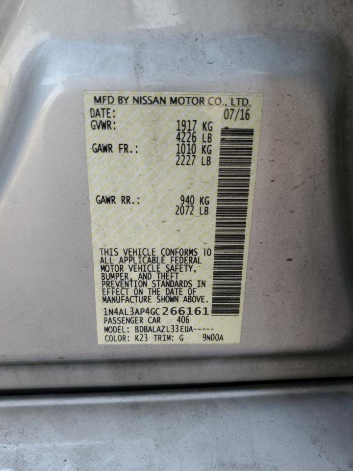 2016 Nissan Altima 2.5 VIN: 1N4AL3AP4GC266161 Lot: 63128725