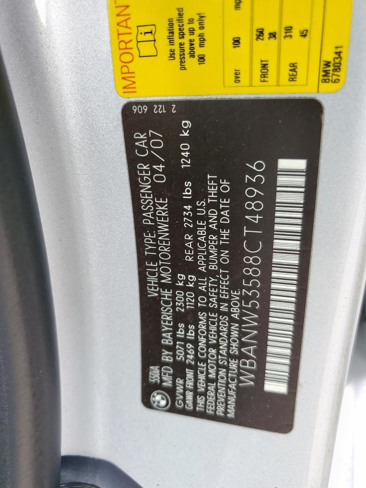 2008 BMW 550 I VIN: WBANW53588CT48936 Lot: 64603885