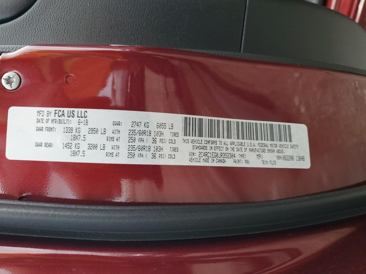 2018 Chrysler Pacifica Touring L Plus VIN: 2C4RC1EG0JR352304 Lot: 65072135