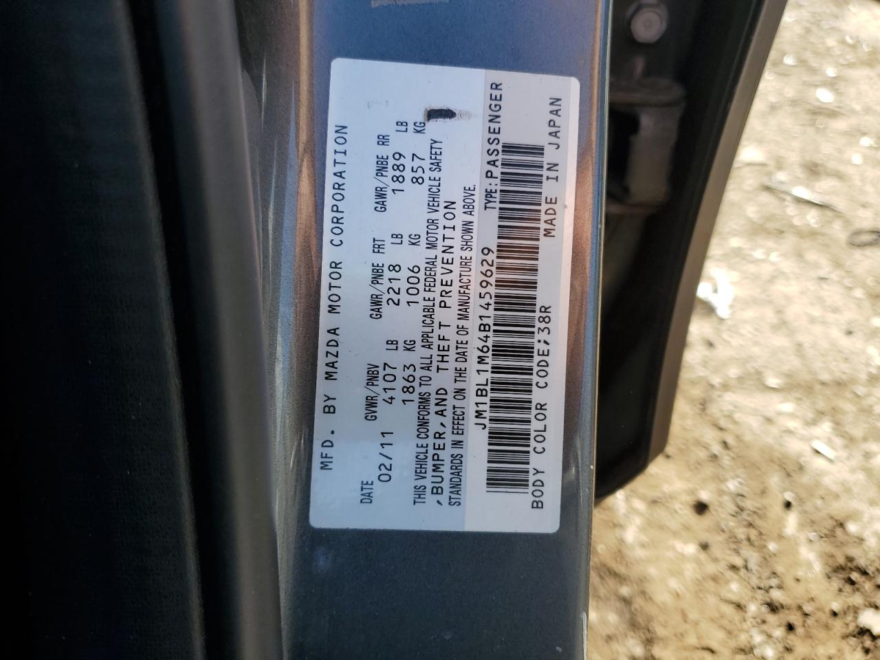 2011 Mazda 3 S VIN: JM1BL1M64B1459629 Lot: 65504515