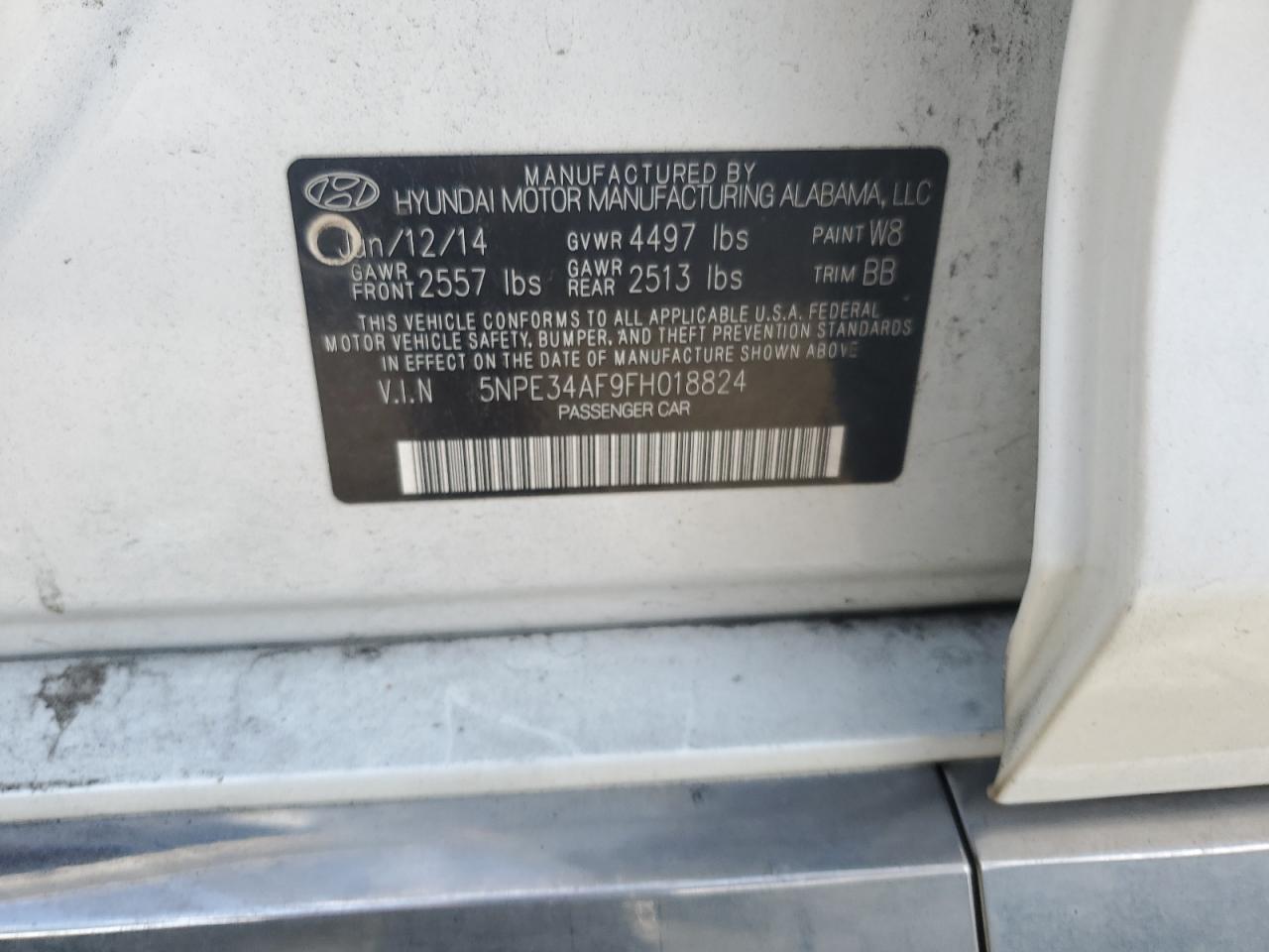 2015 Hyundai Sonata Sport VIN: 5NPE34AF9FH018824 Lot: 65292205