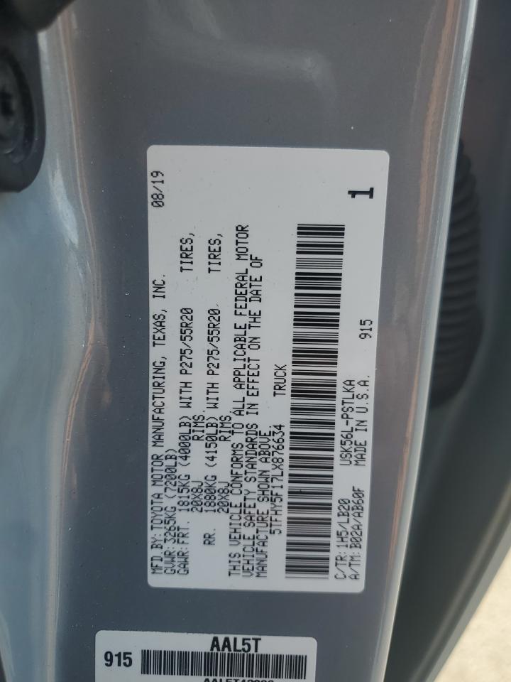 2020 Toyota Tundra Crewmax Limited VIN: 5TFHY5F17LX876634 Lot: 65264395