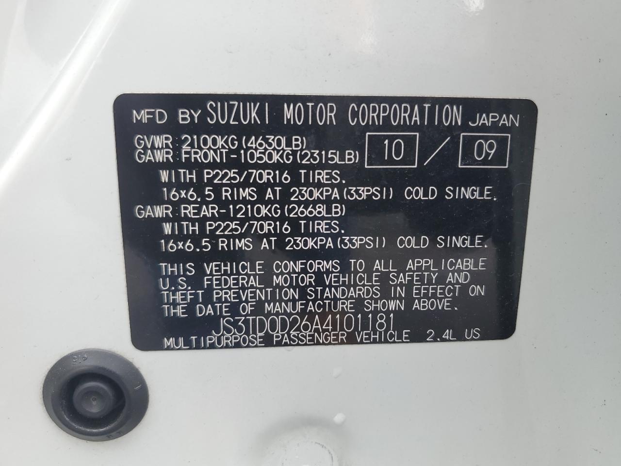 2010 Suzuki Grand Vitara Premium VIN: JS3TD0D26A4101181 Lot: 62923755