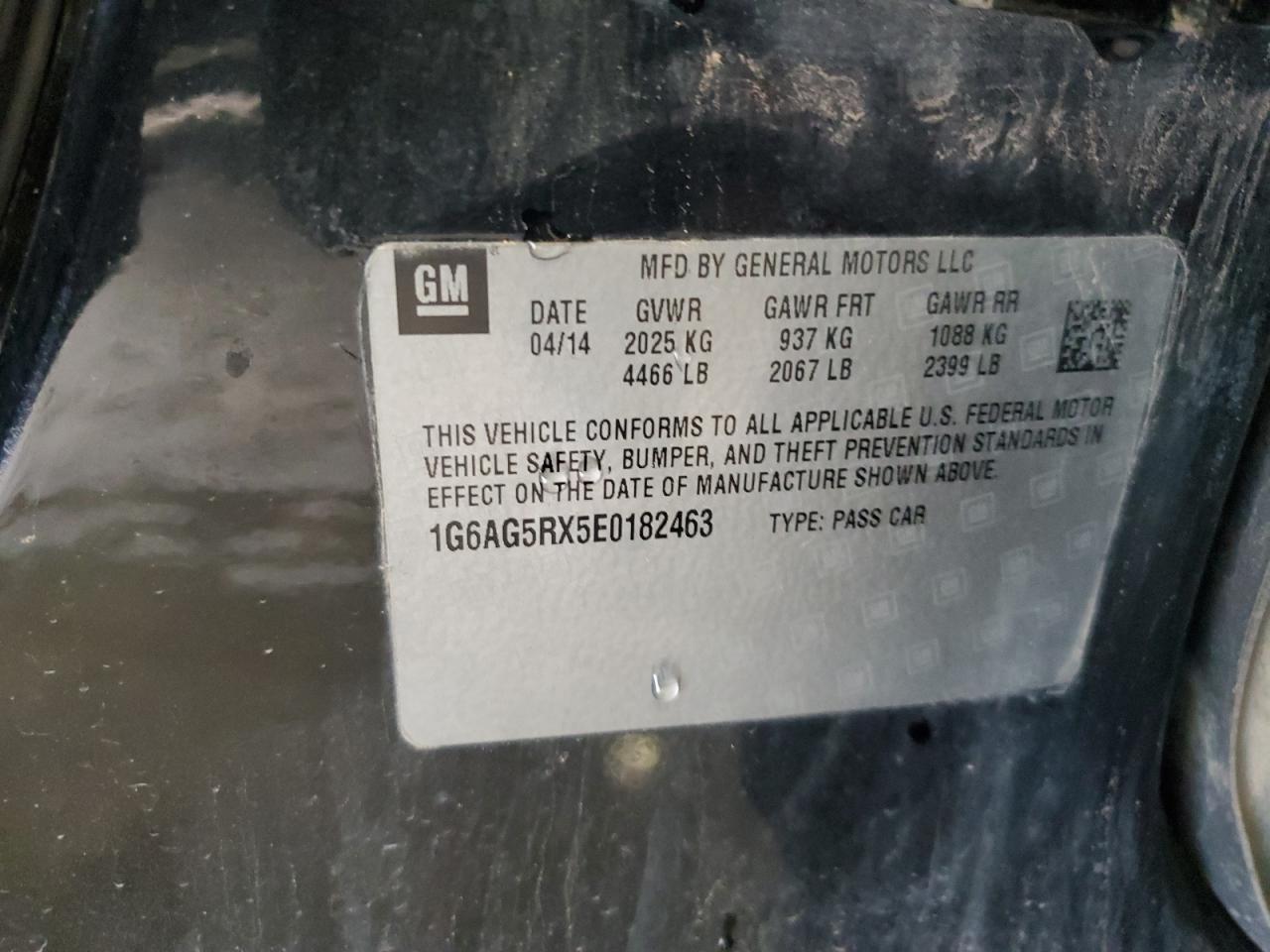2014 Cadillac Ats VIN: 1G6AG5RX5E0182463 Lot: 63715255