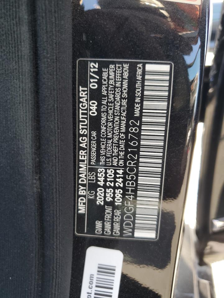 2012 Mercedes-Benz C 250 VIN: WDDGF4HB5CR216782 Lot: 67094185