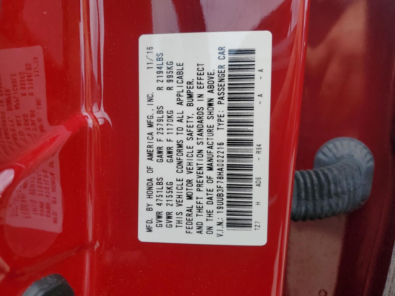 2017 Acura Tlx Advance VIN: 19UUB3F78HA002216 Lot: 63565865