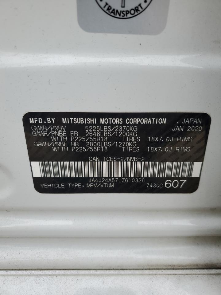 2020 Mitsubishi Outlander Sel VIN: JA4J24A57LZ610326 Lot: 64190905