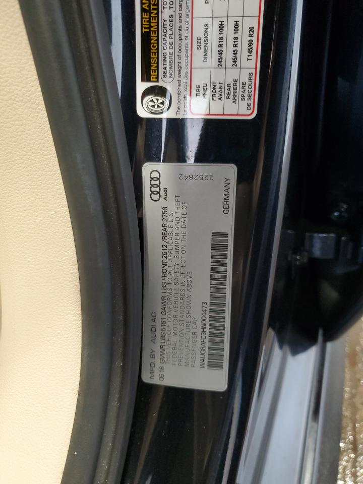 2017 Audi A6 Premium Plus VIN: WAUG8AFC3HN004473 Lot: 65410045