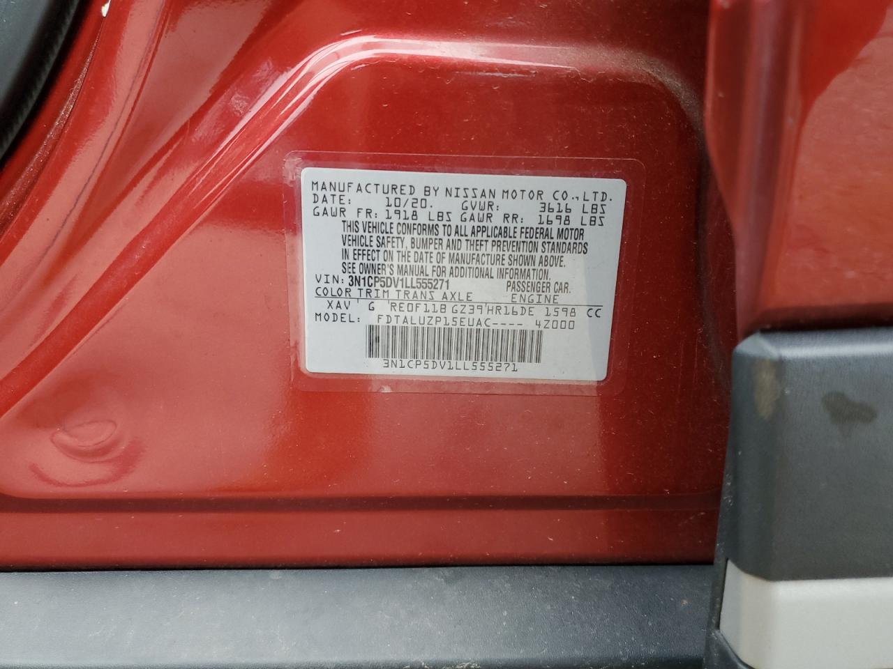2020 Nissan Kicks Sr VIN: 3N1CP5DV1LL555271 Lot: 65037965