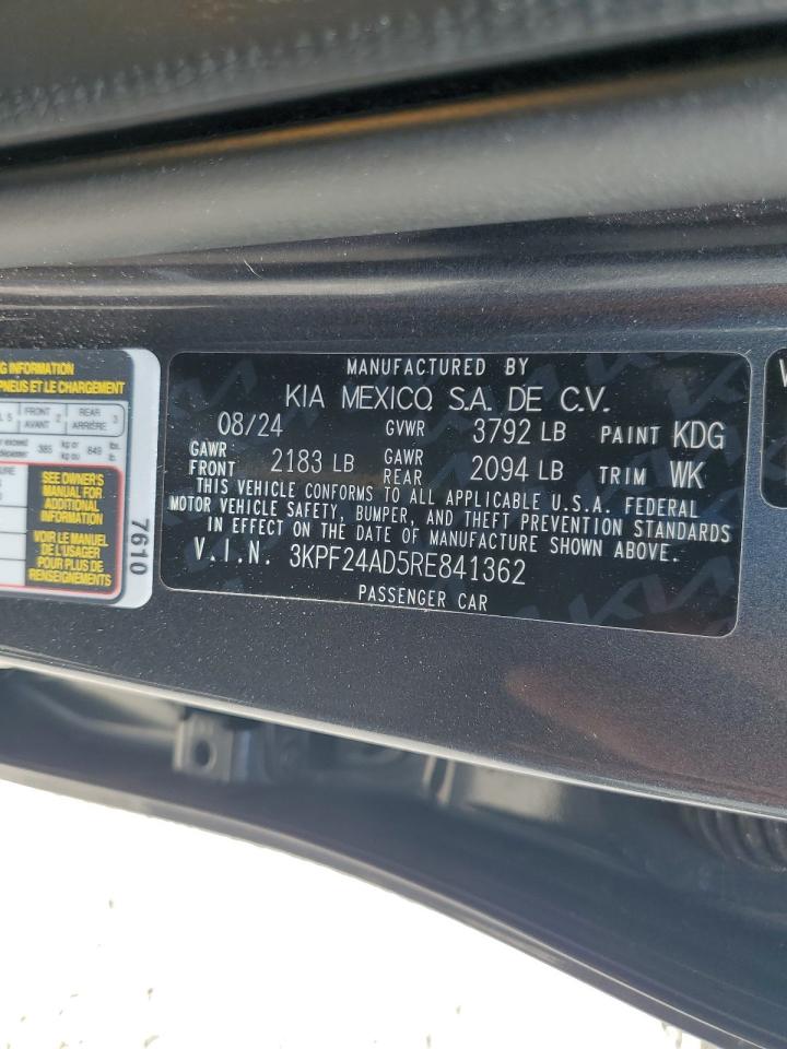 2024 Kia Forte Lx VIN: 3KPF24AD5RE841362 Lot: 64832515