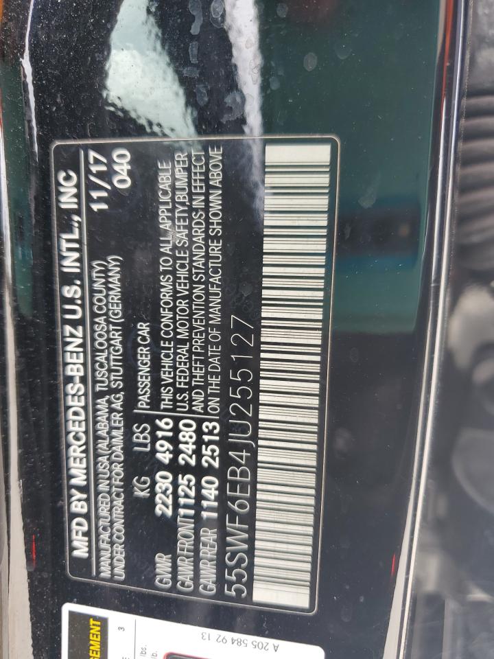 2018 Mercedes-Benz C 43 4Matic Amg VIN: 55SWF6EB4JU255127 Lot: 63646885