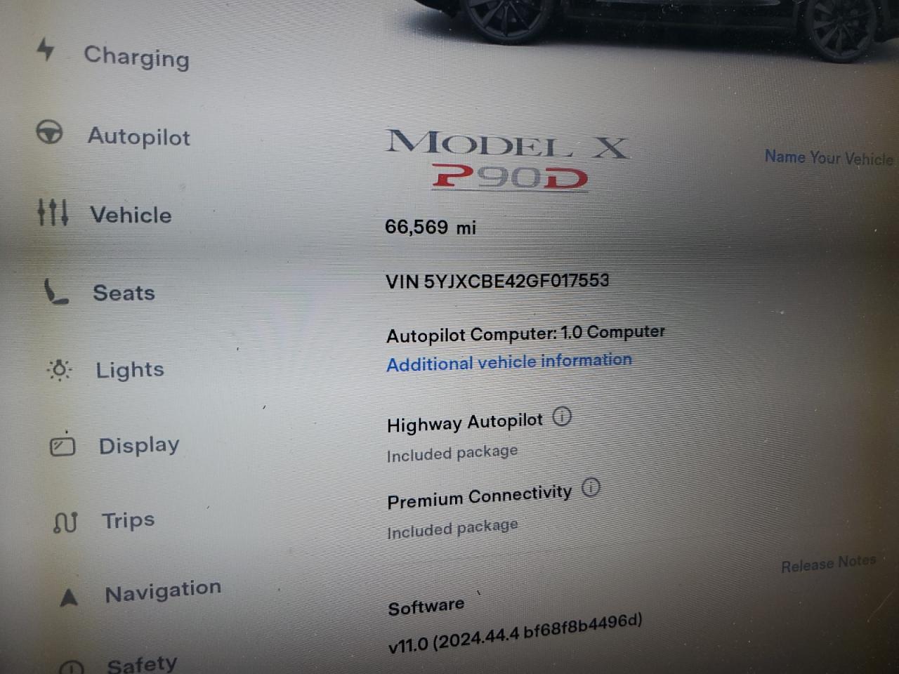 2016 Tesla Model X VIN: 5YJXCBE42GF017553 Lot: 62126325