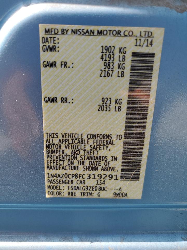2015 Nissan Leaf S VIN: 1N4AZ0CP8FC319291 Lot: 63471445