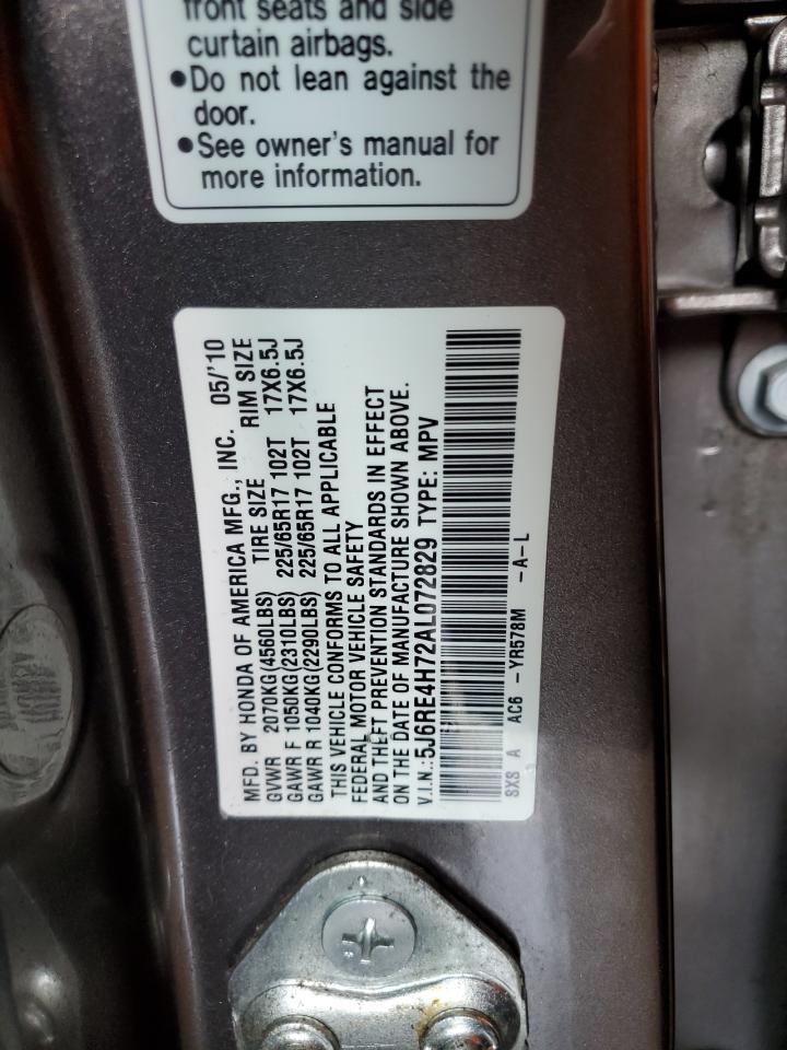 2010 Honda Cr-V Exl VIN: 5J6RE4H72AL072829 Lot: 64947705