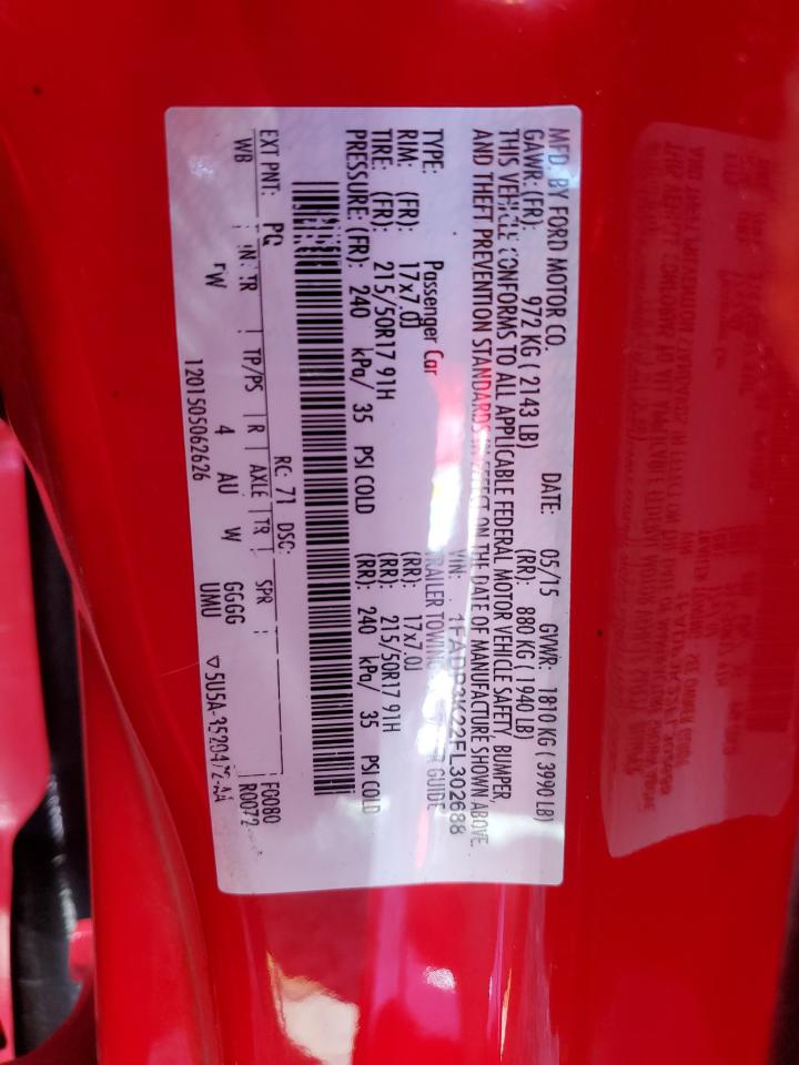 2015 Ford Focus Se VIN: 1FADP3K22FL302688 Lot: 62806535