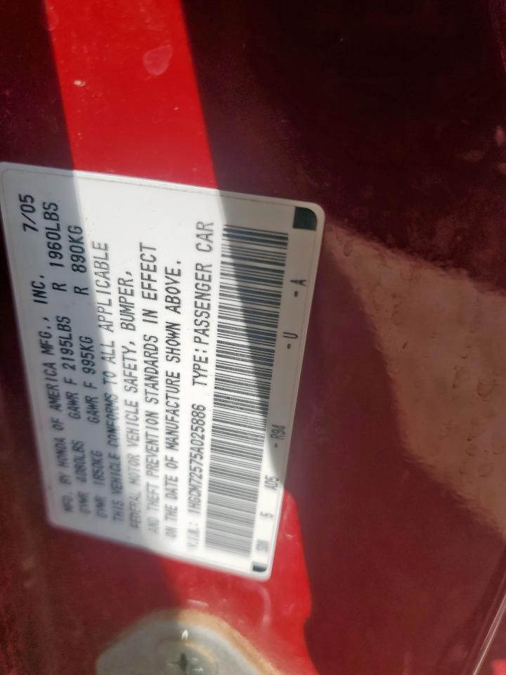 2005 Honda Accord Lx VIN: 1HGCM72575A025886 Lot: 64208405