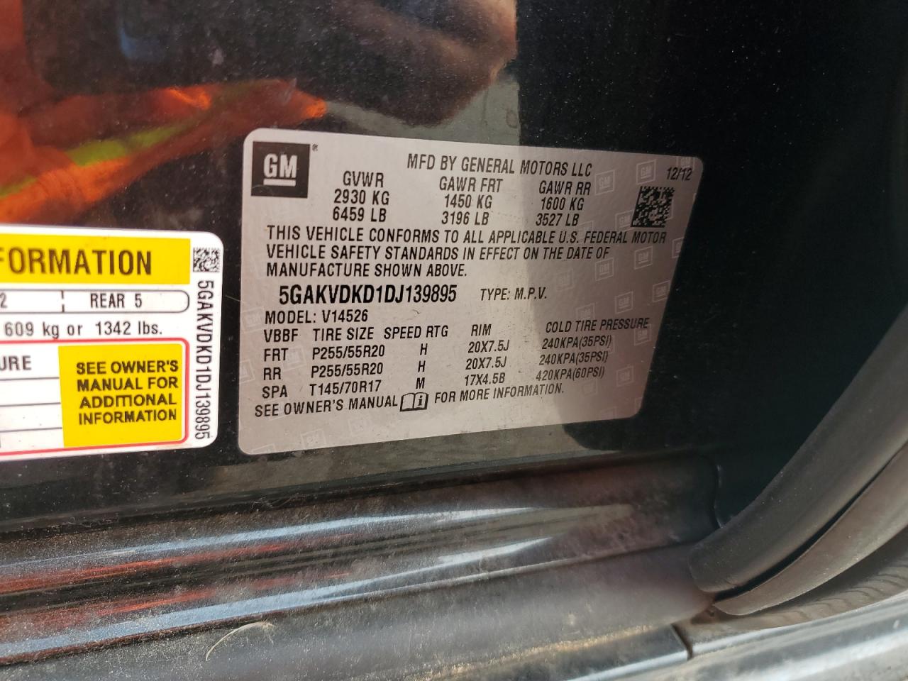 2013 Buick Enclave VIN: 5GAKVDKD1DJ139895 Lot: 66732405