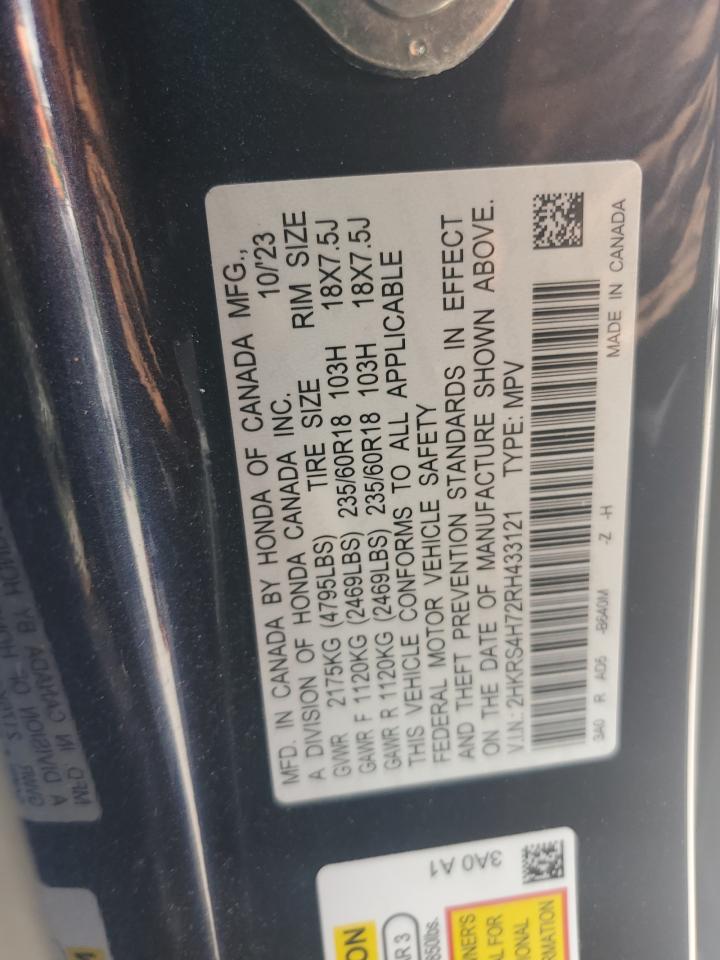 2024 Honda Cr-V Exl VIN: 2HKRS4H72RH433121 Lot: 65545325