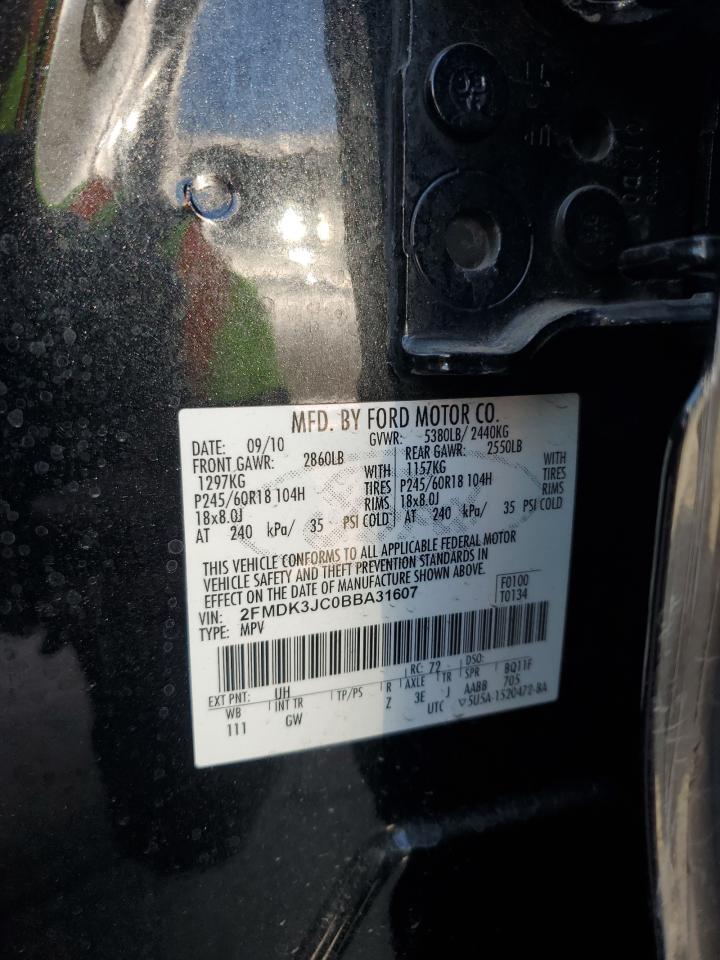 2011 Ford Edge Sel VIN: 2FMDK3JC0BBA31607 Lot: 66481345