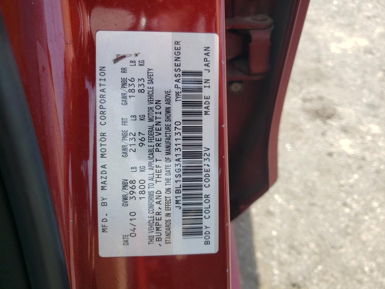 2010 Mazda 3 I VIN: JM1BL1SG3A1311370 Lot: 63157245