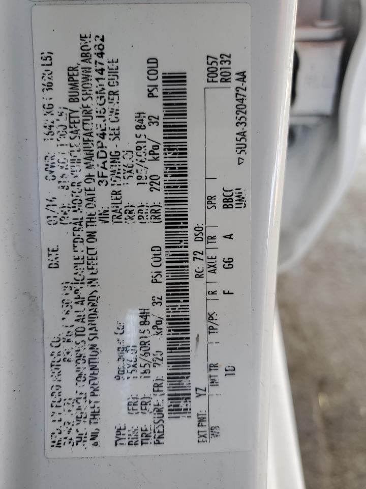 2016 Ford Fiesta Se VIN: 3FADP4EJ5GM147482 Lot: 64120925
