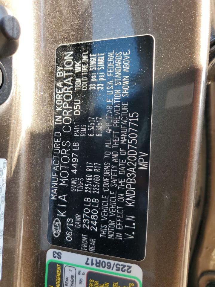 2013 Kia Sportage Base VIN: KNDPB3A20D7507715 Lot: 63512205