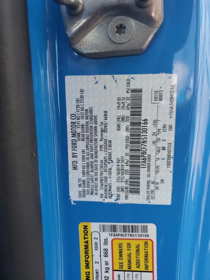 2022 Ford Mustang Gt VIN: 1FA6P8CF7N5130166 Lot: 64317685