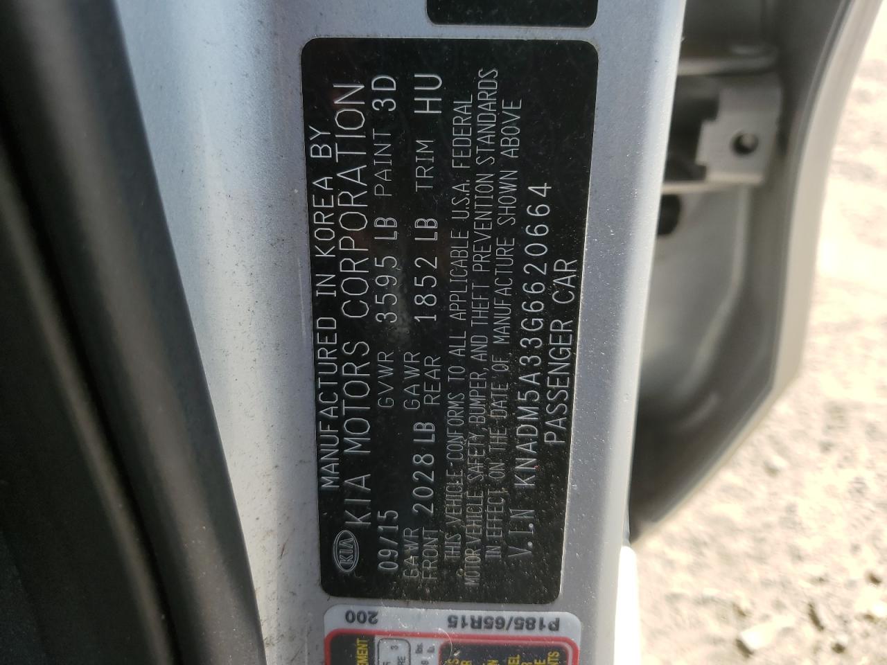 2016 Kia Rio Lx VIN: KNADM5A33G6620664 Lot: 63265205