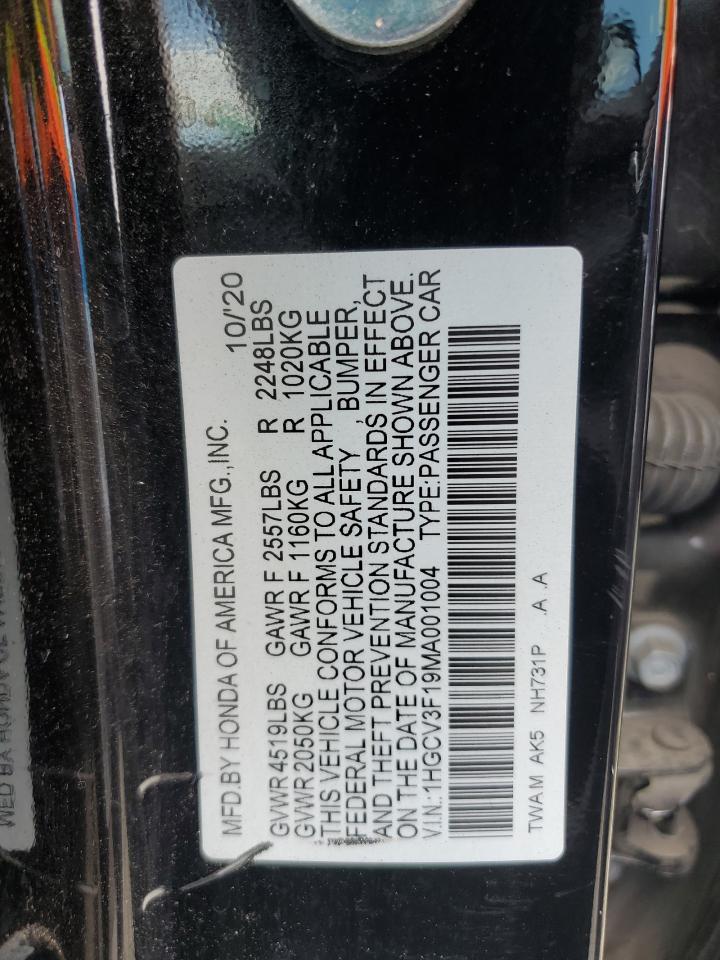 2021 Honda Accord Hybrid VIN: 1HGCV3F19MA001004 Lot: 66205665