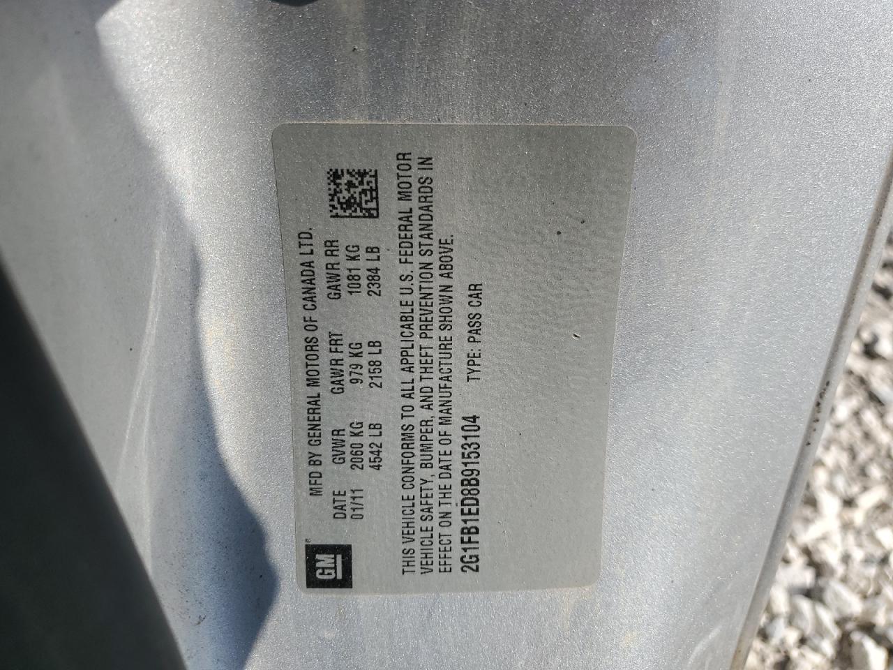 2011 Chevrolet Camaro Lt VIN: 2G1FB1ED8B9153104 Lot: 66466925