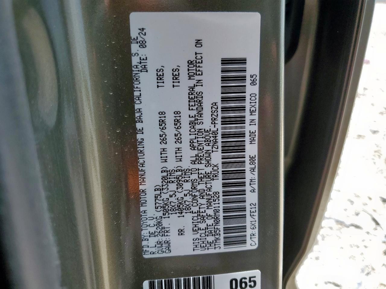 2024 Toyota Tacoma Double Cab VIN: 3TMKB5FN0RM011528 Lot: 63323345