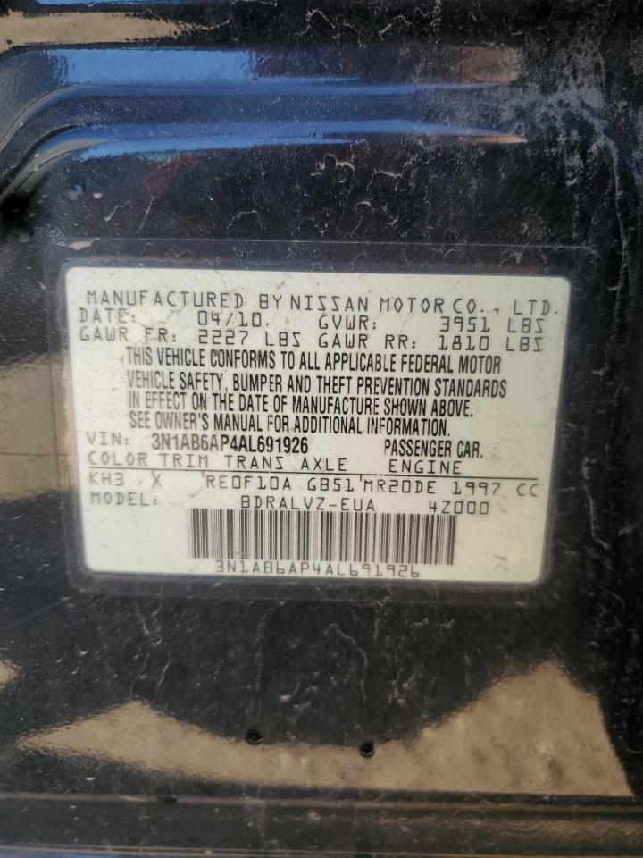2010 Nissan Sentra 2.0 VIN: 3N1AB6AP4AL691926 Lot: 62775865