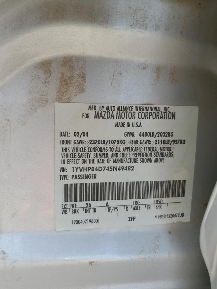 1YVHP84D745N49482 2004 Mazda 6 S